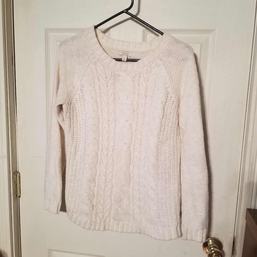 Small Sonoma white cable knit sweater